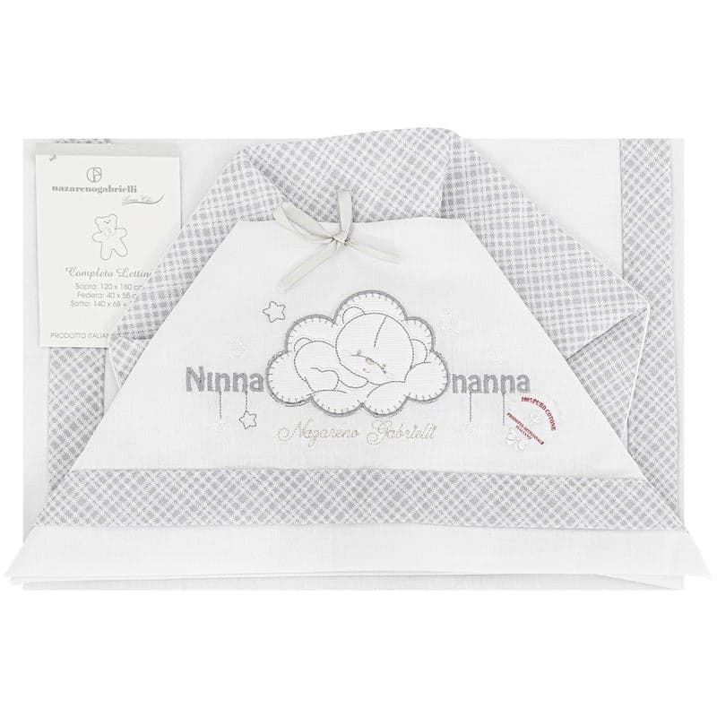 Completo lenzuola neonato per lettino Ninna Nanna Nazareno Gabrielli in Lenzuola da lettino con sbarre Collezione Casa - Trebisacce, commercioVirtuoso.it