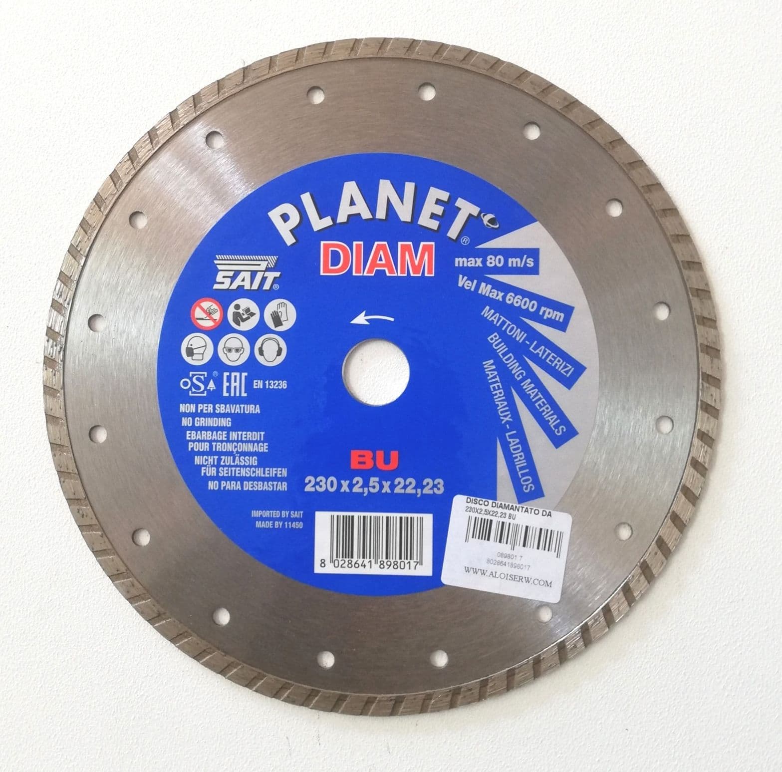 Sait Planet Diam BU disco diamantato da 230mm per edilizia mattoni laterizi