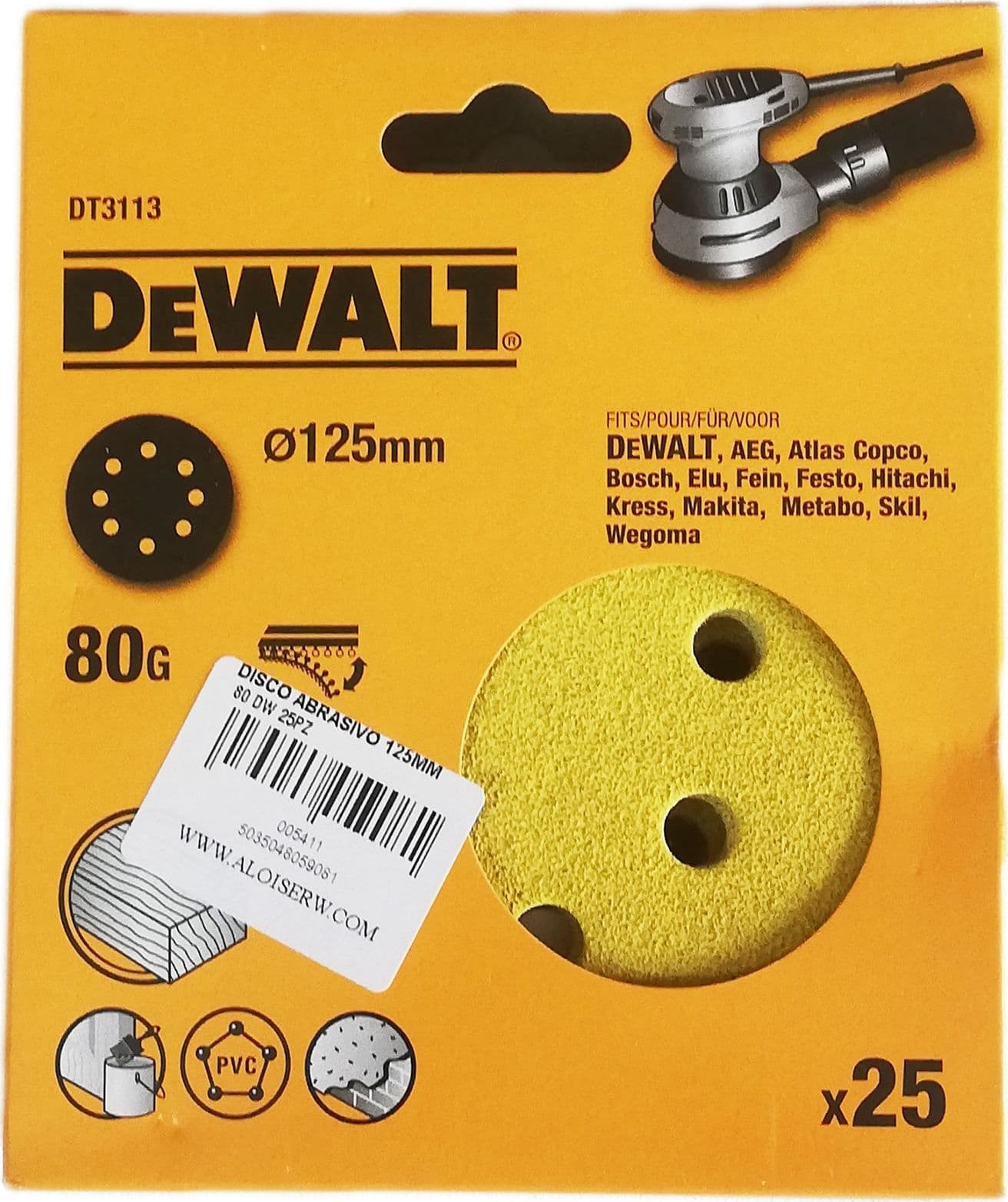 DeWalt 25pz da 150mm disco abrasivo per levigatrice con velcro in Dischi abrasivi velcrati Aloiserw.com - Altomonte, commercioVirtuoso.it