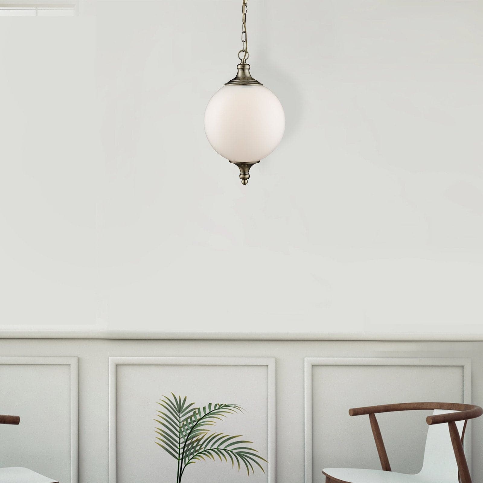 Sospensione Contemporanea Vulcano Acciaio Ottone Vetro Bianco 1 Luce E27 in Lampade a sospensione LuceArt - Montecorvino Pugliano, commercioVirtuoso.it