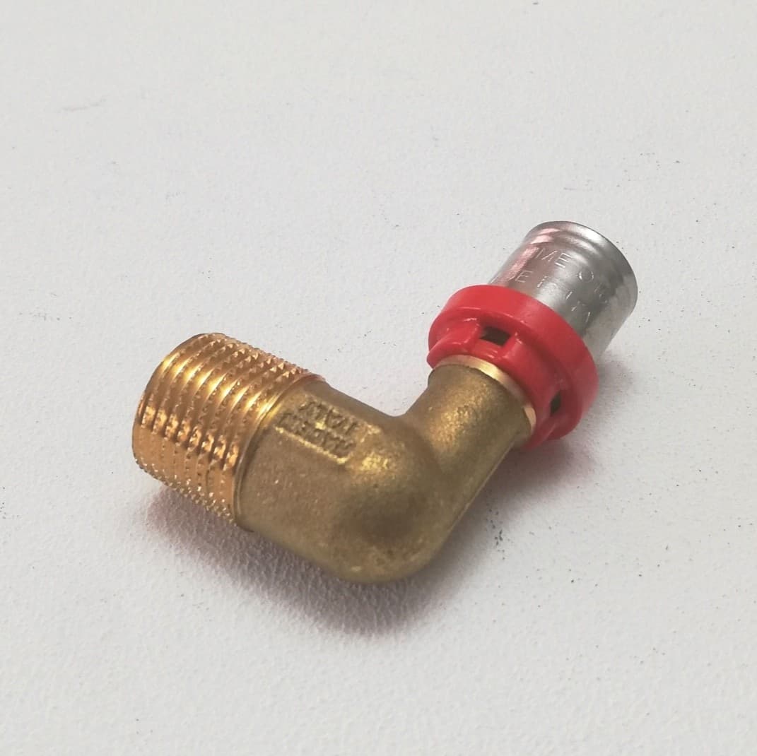 Tiemme raccordo 16 x 1/2" curvo gomito M mashio a pressare per tubo multistrato in Adattatori Aloiserw.com - Altomonte, commercioVirtuoso.it