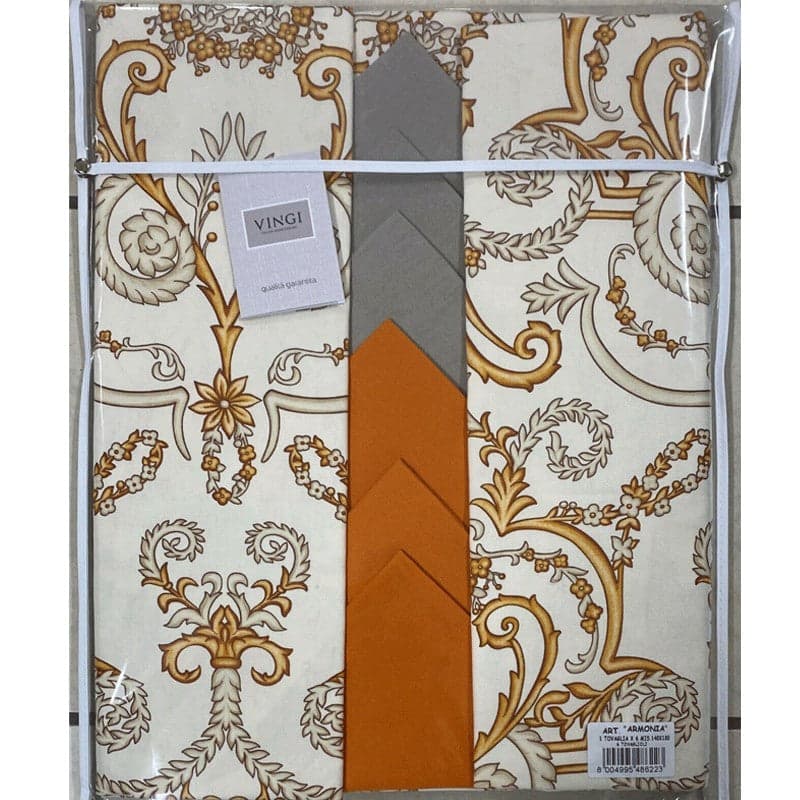 Tovaglia da tavola con tovaglioli Disegni ornamentali Vingi Ricami in Tovaglie Collezione Casa - Trebisacce, commercioVirtuoso.it