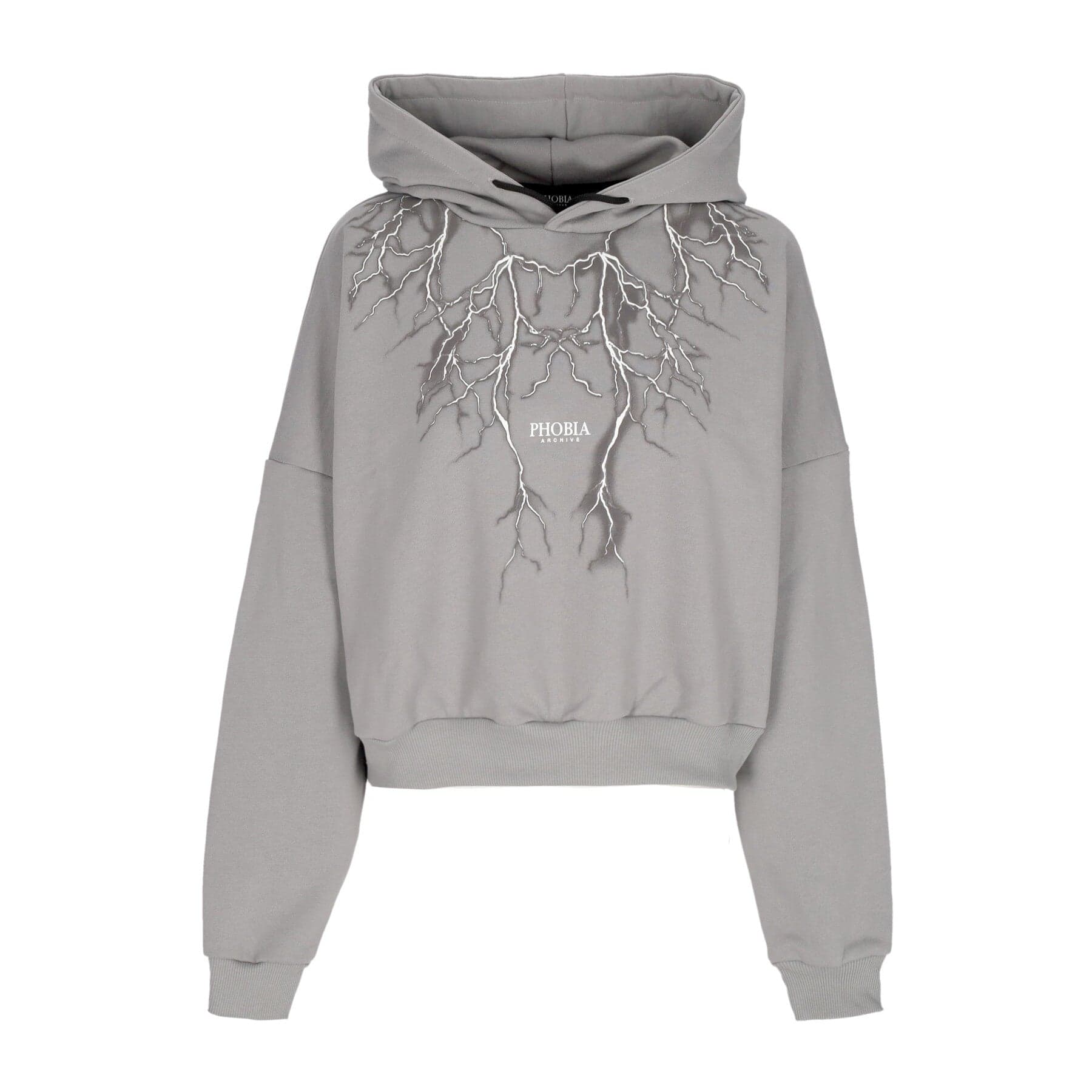 PHOBIA Felpa Leggera Cappuccio Corta Donna Lightning Crop Hoodie Grey/grey