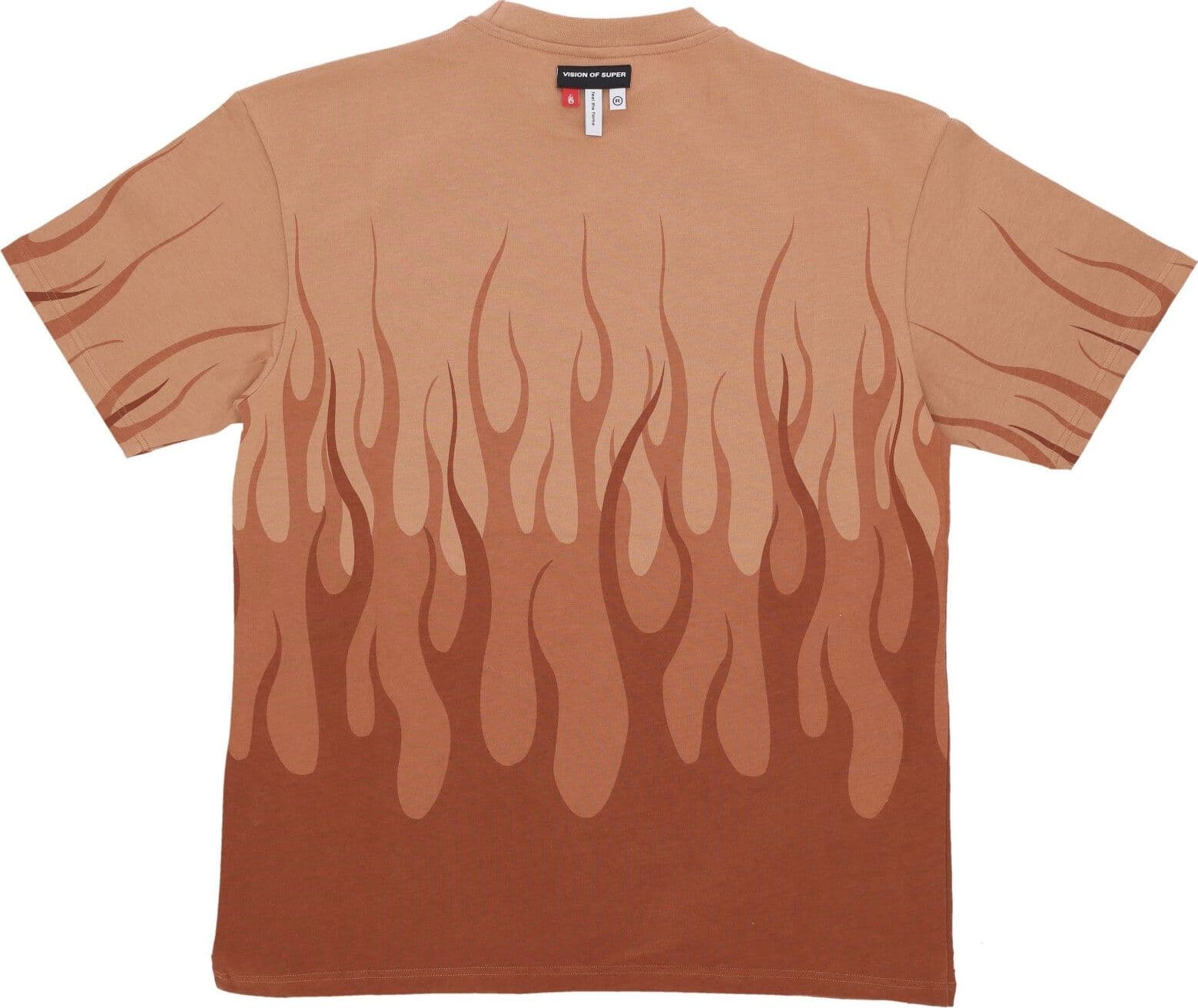 VISION OF SUPER Maglietta Uomo Double Flame Tee Terracotta da uomo in T-shirt Drestige - Casamassima, commercioVirtuoso.it