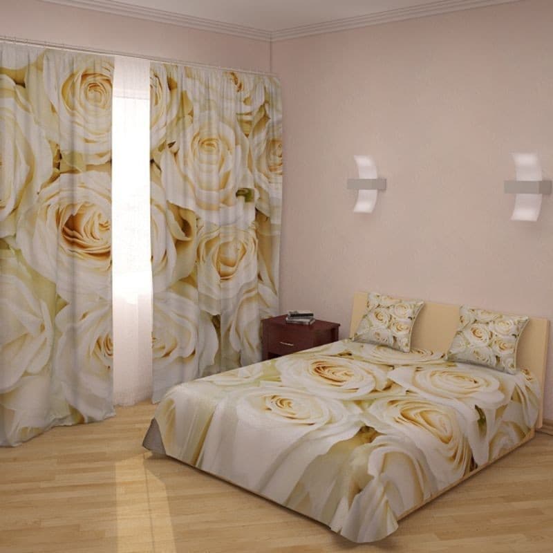 Tenda digitale e copriletto coordinato Rose Champagne in Tende a pannello Collezione Casa - Trebisacce, commercioVirtuoso.it