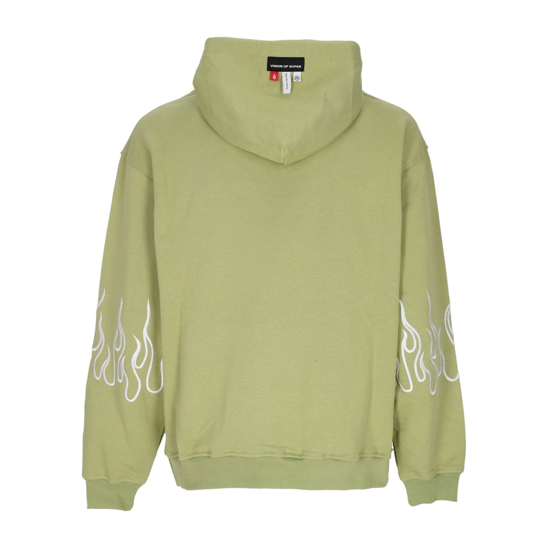 VISION OF SUPER Felpa Leggera Cappuccio Uomo Embroidery Flame Hoodie Green da uomo in Felpe con cappuccio Drestige - Casamassima, commercioVirtuoso.it