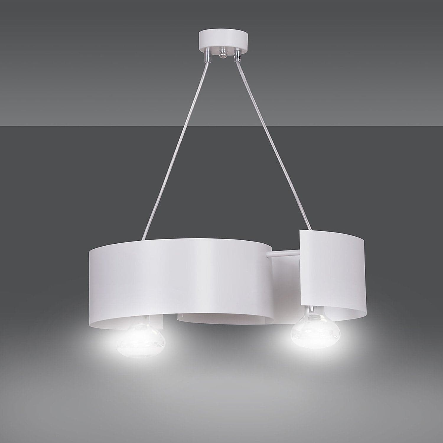 Lampadario Moderno 2 Luci Vixon In Acciao Bianco E Cromo in Lampade a sospensione LuceArt - Montecorvino Pugliano, commercioVirtuoso.it