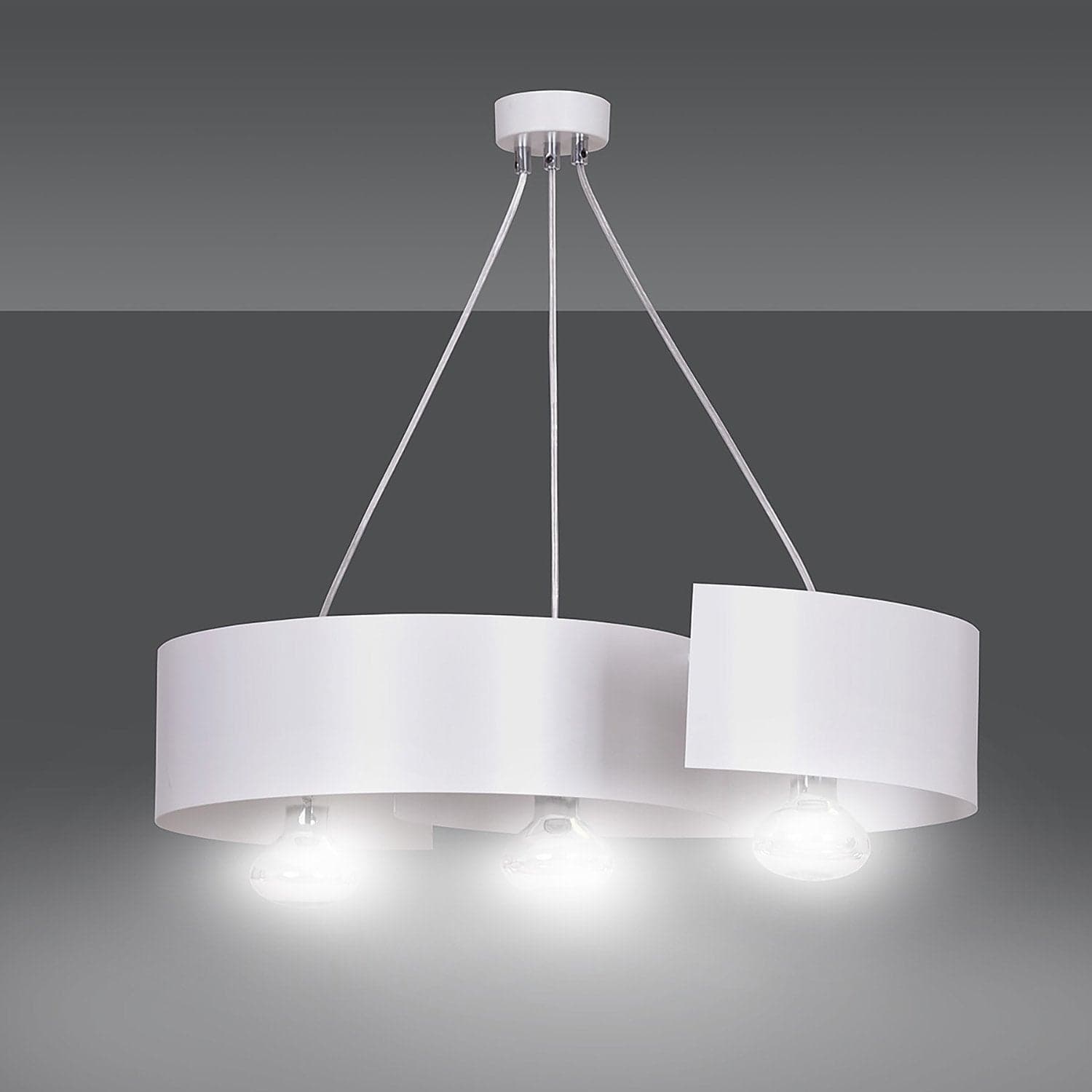 Lampadario Moderno 3 Luci Vixon In Acciao Bianco E Cromo in Lampadari LuceArt - Montecorvino Pugliano, commercioVirtuoso.it