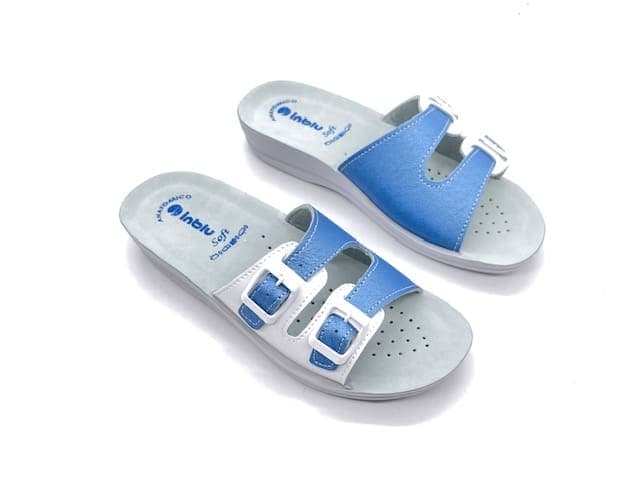 INBLU Ciabatta donna con fibbie Azzurro