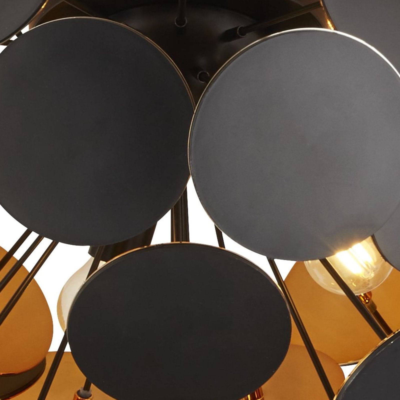 Plafoniera Contemporanea Disco Acciaio Nero Policarbonato Oro 3 Luci E14 in Plafoniere LuceArt - Montecorvino Pugliano, commercioVirtuoso.it