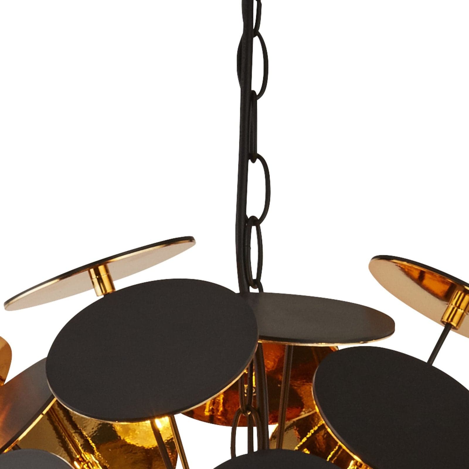 Lampadario Contemporaneo Disco Acciaio Nero Policarbonato Oro 4 Luci E14 in Lampade a sospensione LuceArt - Montecorvino Pugliano, commercioVirtuoso.it