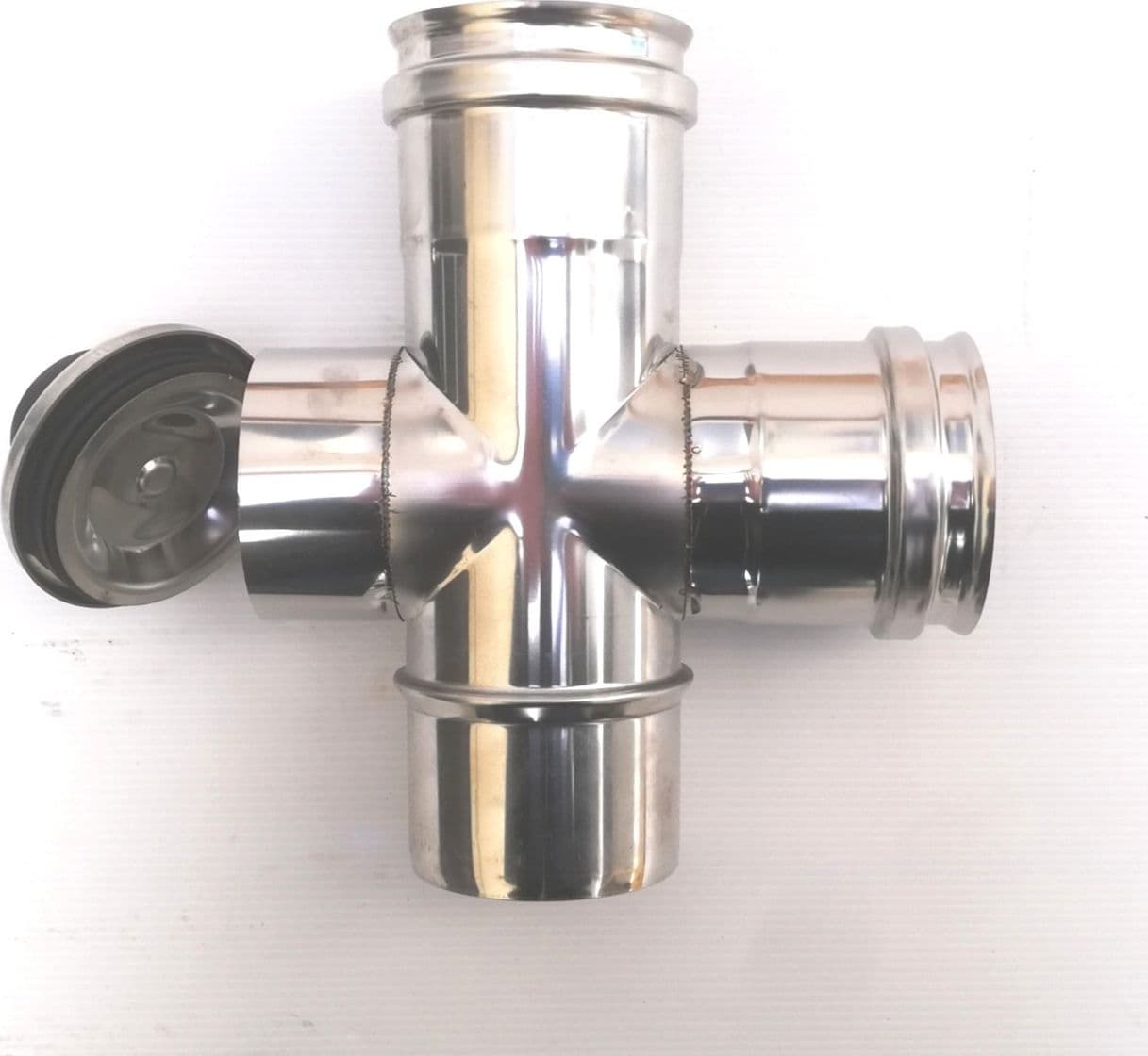 Raccordo a T da 100mm in acciaio inox croce con ispezione 5 decimi AISI 304 in Impianti di scarico Aloiserw.com - Altomonte, commercioVirtuoso.it