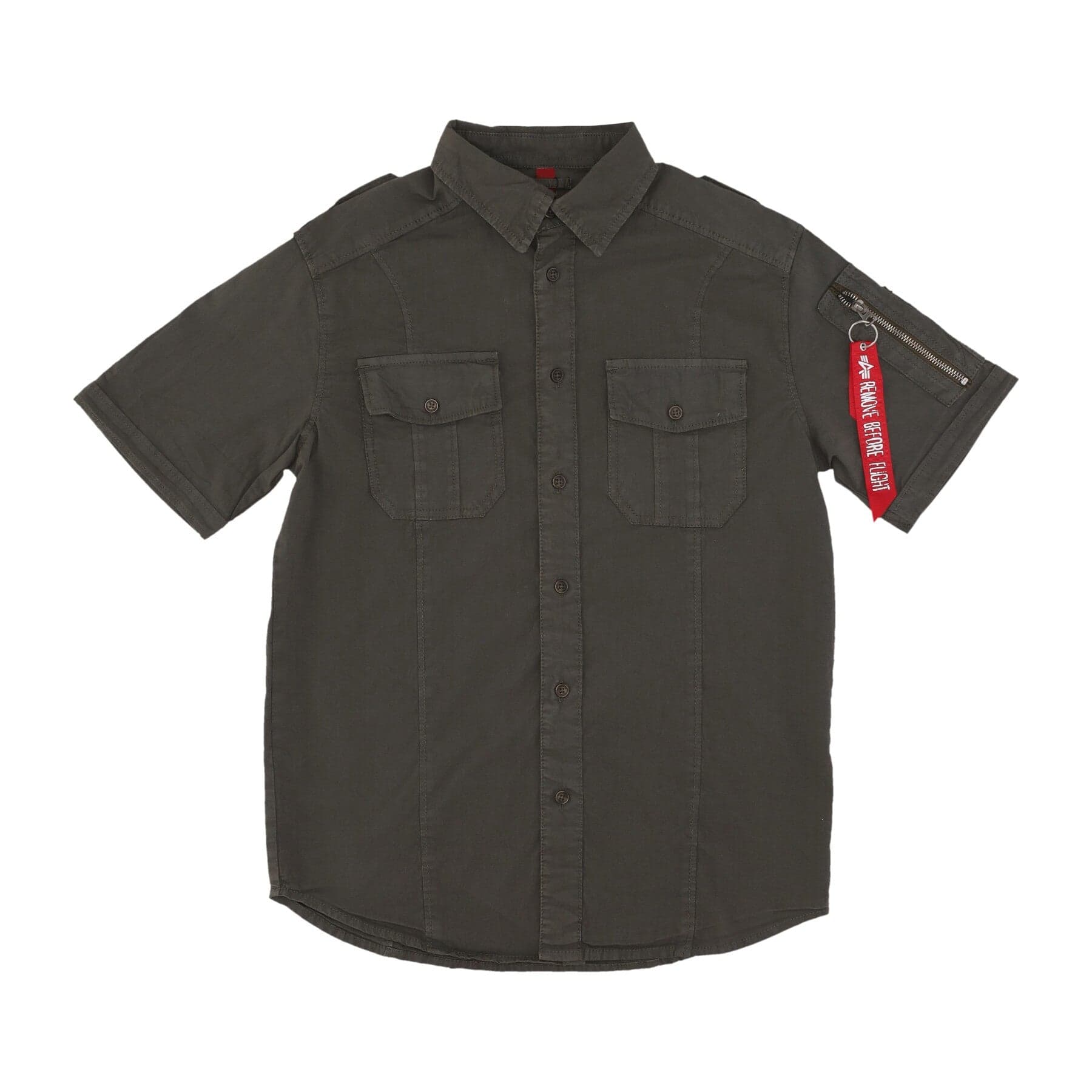 ALPHA INDUSTRIES Camicia Manica Corta Uomo Basic Shirt Grey Black da uomo in T-shirt Drestige - Casamassima, commercioVirtuoso.it