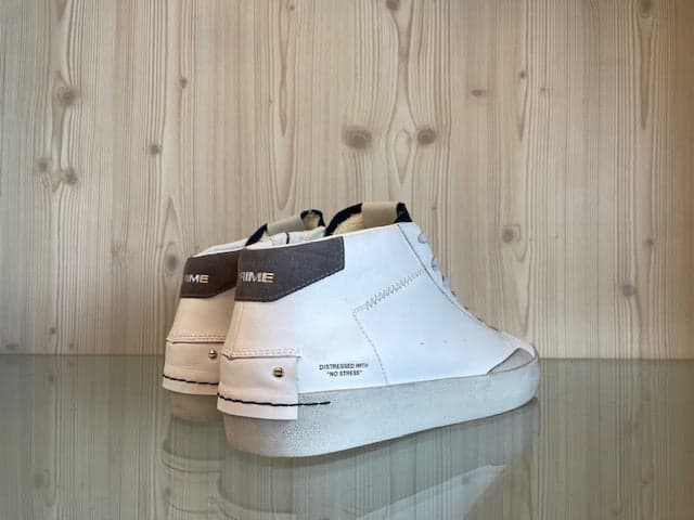 CRIME LONDON Sneaker Uomo Distressed Mid White Blu in Sneaker casual Calzature Durello - Agna, commercioVirtuoso.it