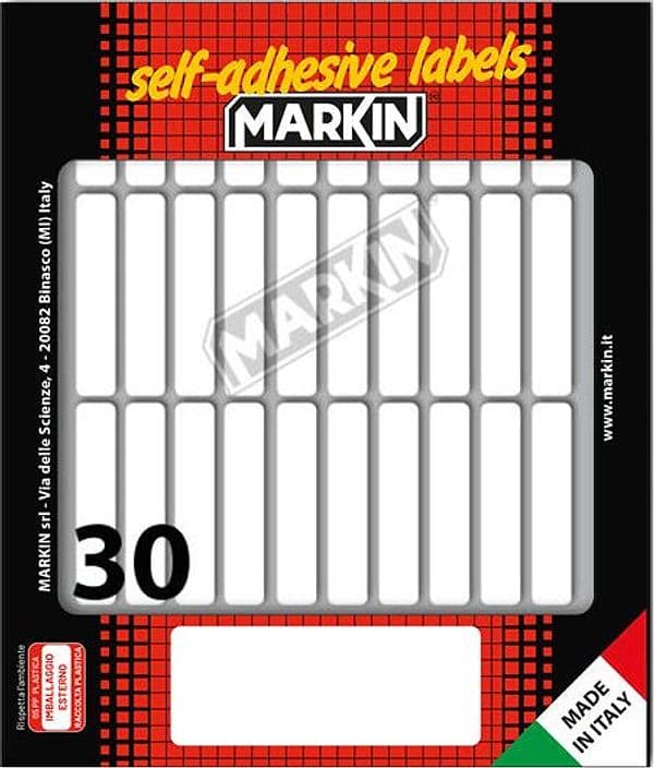 Etichetta adesiva bianca 46x10mm (10fogli x 30etichette Markin