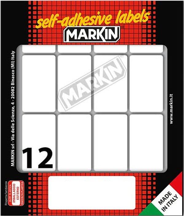 Etichetta adesiva bianca 46X27mm (10fogli x 12etichette Markin