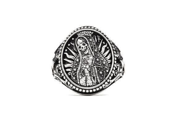 NOVE25 - ANELLO CHEVALIER OVALE SANTA MUERTE