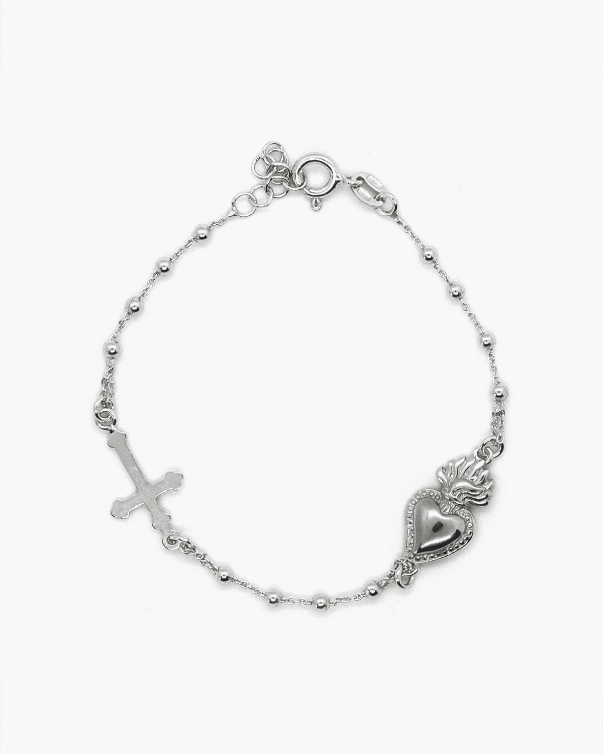 NOVE25 - BRACCIALE ROSARIO CUORE EX-VOTO E CROCE GOTICA in Bracciali Alba Gioielli - Casoria, commercioVirtuoso.it