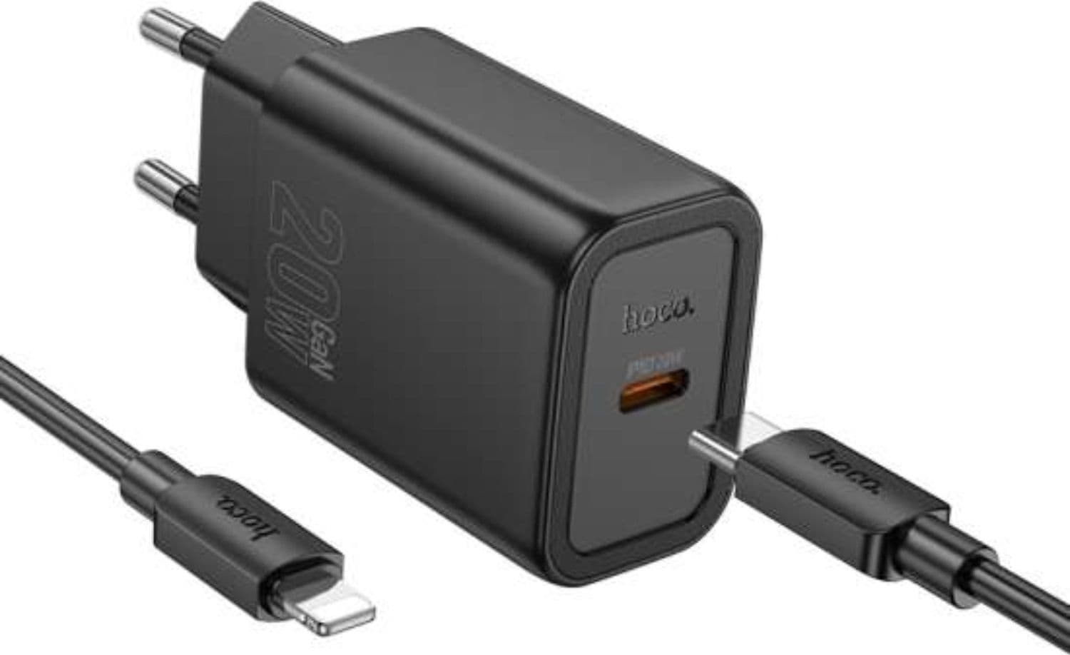 CARICABATTERIE DA RETE HOCO 20W USB-C + CAVO USB-C A LIGHTNING N60 NERO in Caricabatterie da muro Ecoprice.it - Avellino, commercioVirtuoso.it