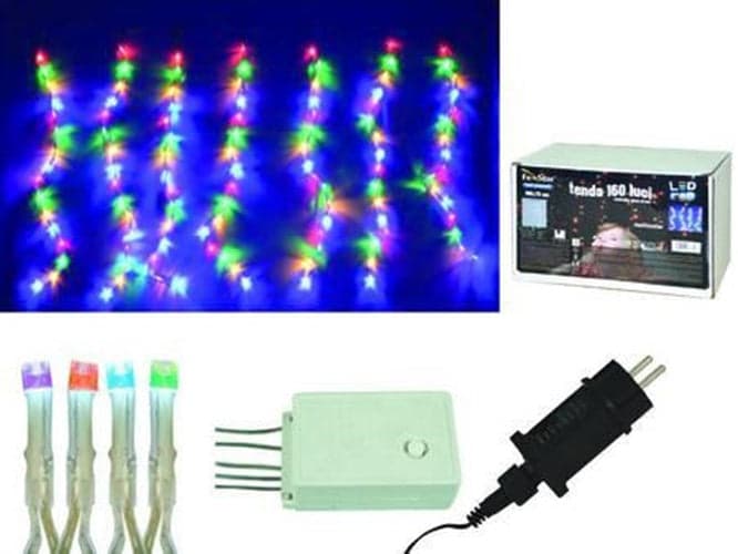 TENDA 160 LED MULTICOLOR ESTERNO GIOCO LUCI mt.3 + 1,8 x 0,7 10 fili FER 288194 in prodotto EuroStore07 - Alatri, commercioVirtuoso.it