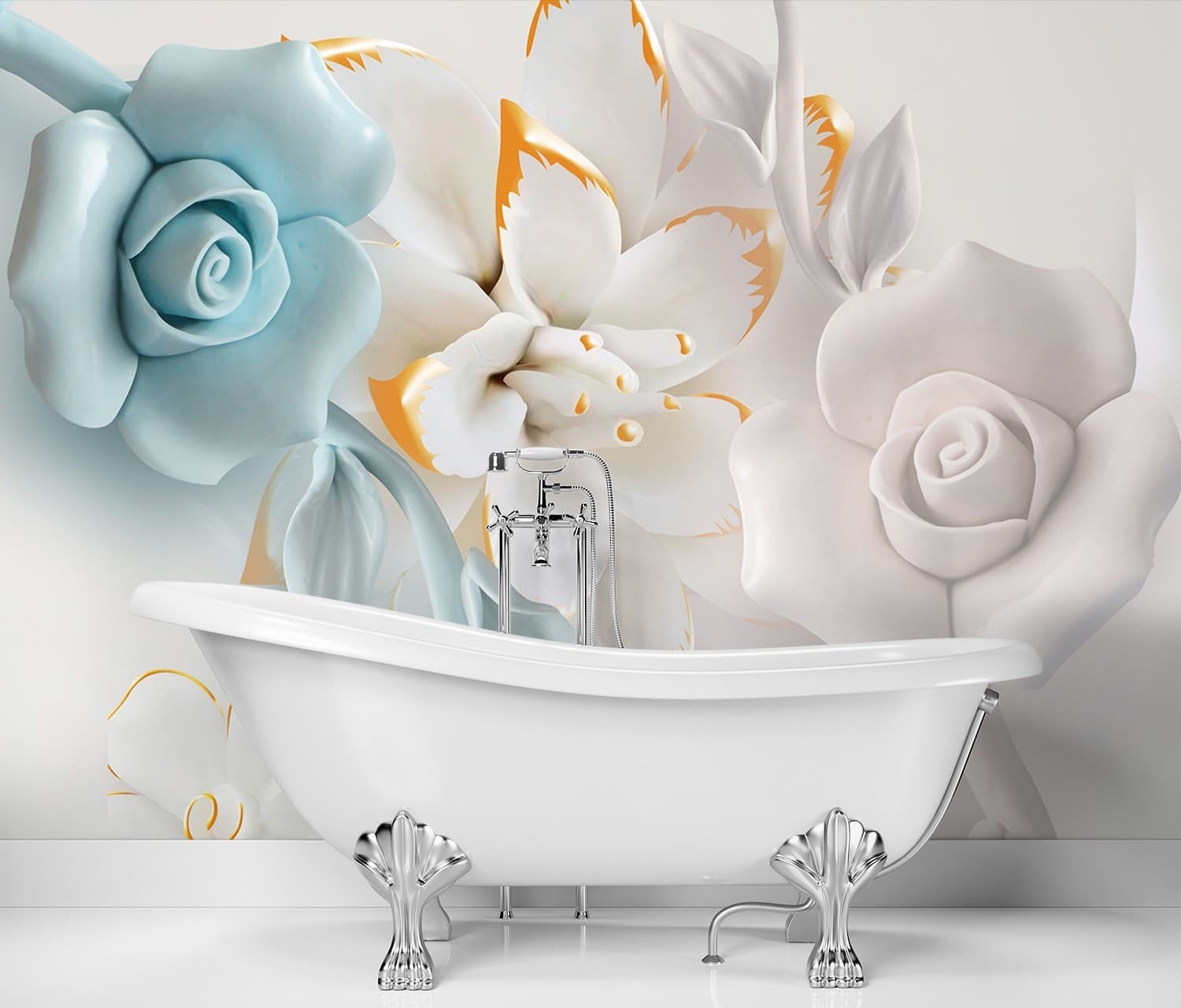 Carta Da Parati, Fiori astratti 3d in Carta da parati Collezione Casa - Trebisacce, commercioVirtuoso.it