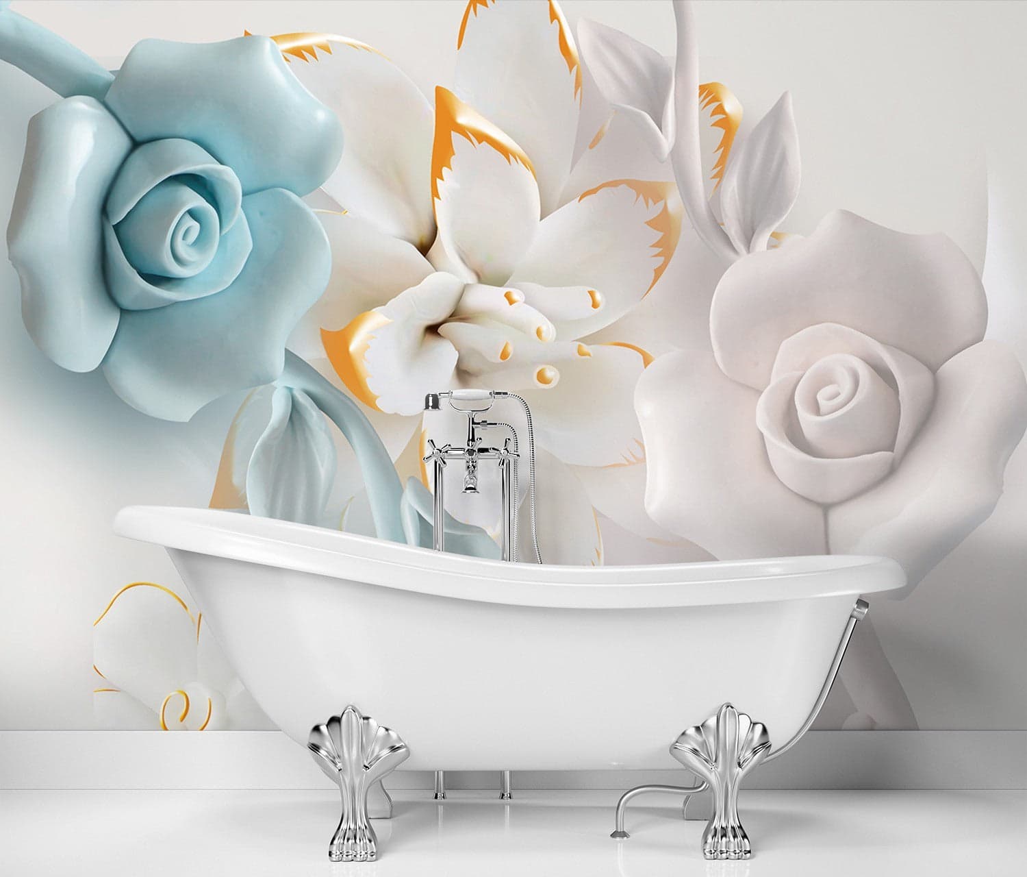 Carta Da Parati, Fiori astratti 3d in Carta da parati Collezione Casa - Trebisacce, commercioVirtuoso.it