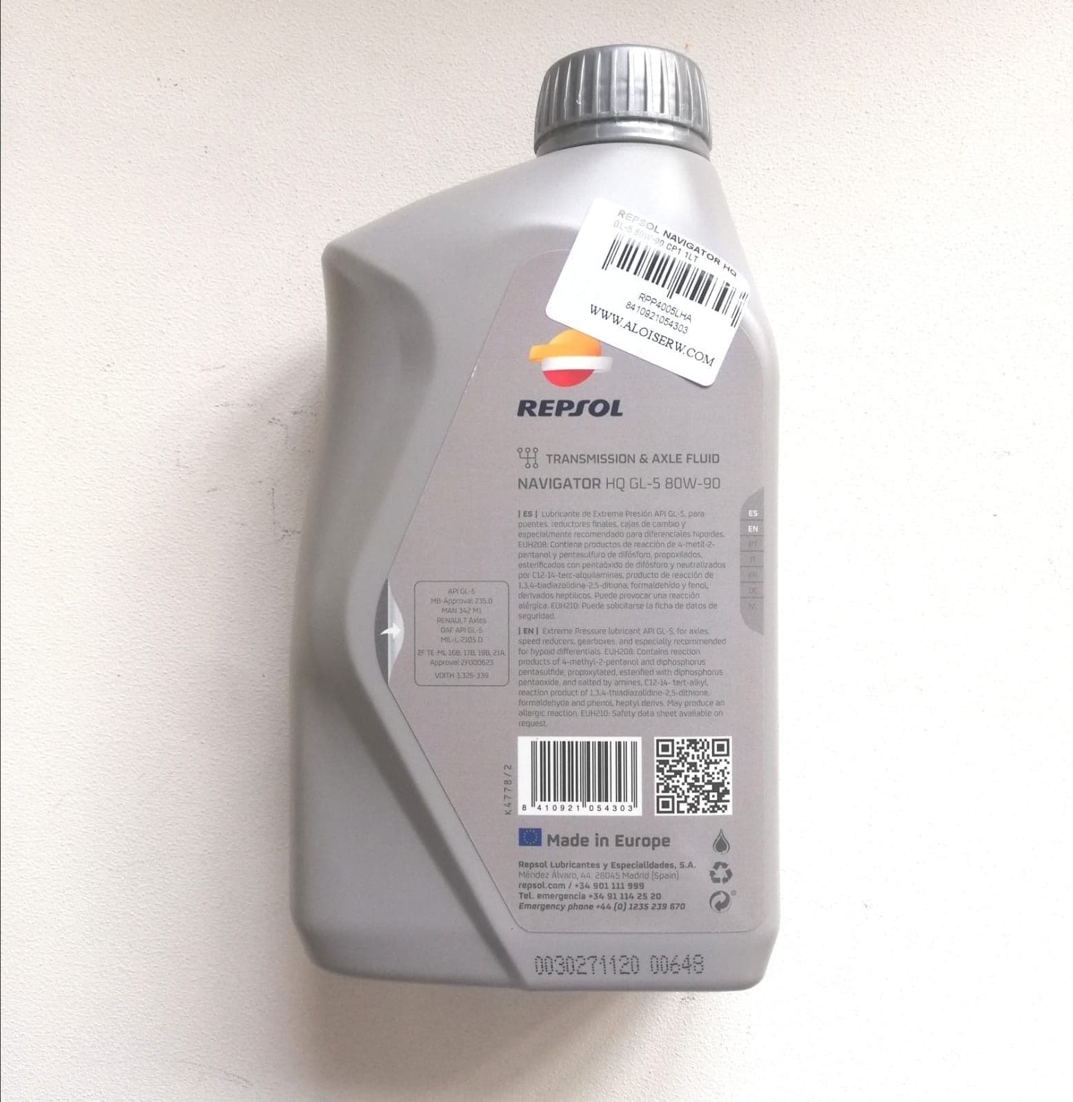 Repsol Navigator Cartago 80W-90 1lt olio lubrificante multigrado HQ GL-5 in Oli motore per auto Aloiserw.com - Altomonte, commercioVirtuoso.it