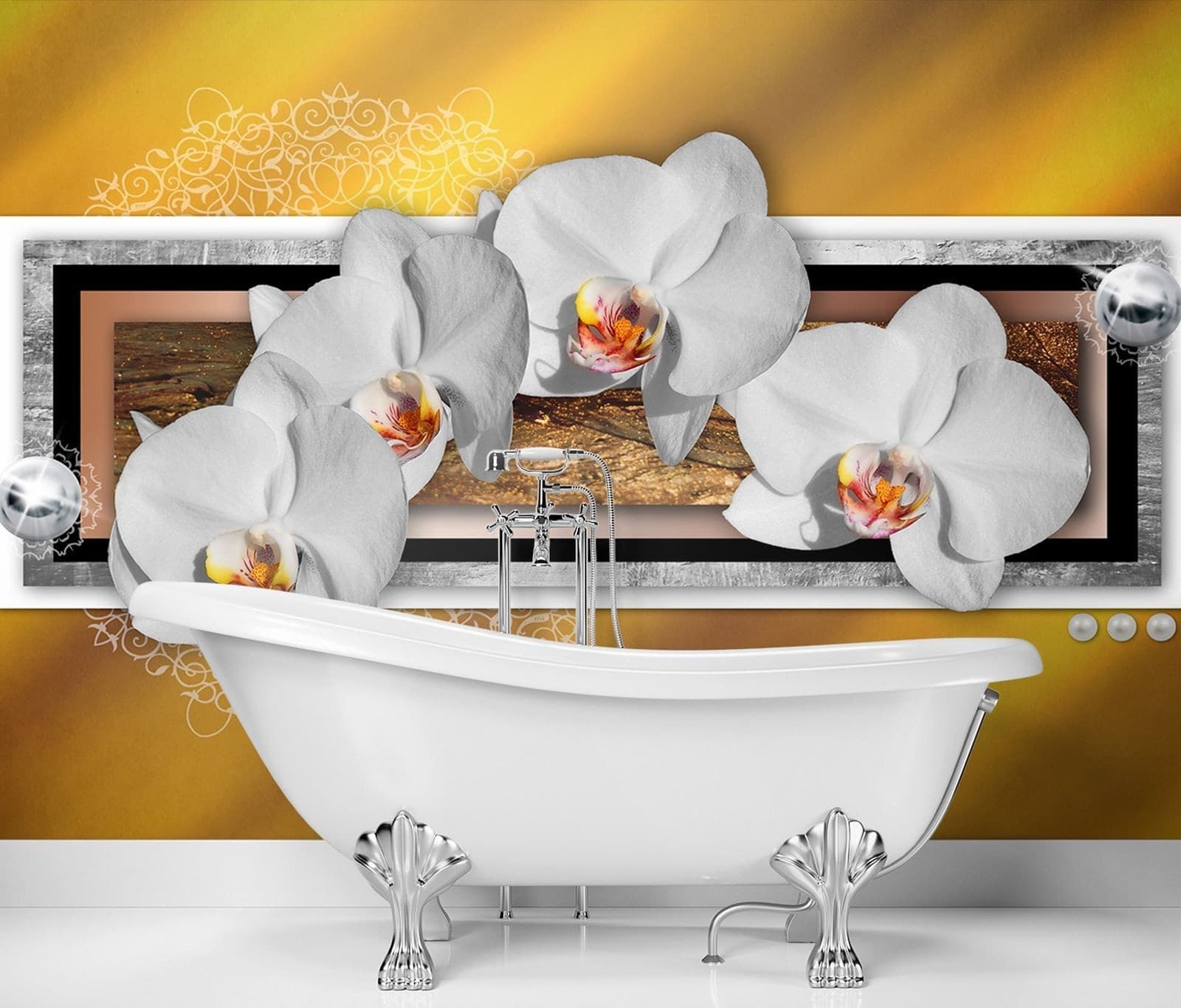 Carta Da Parati, Geometria e orchidee in Carta da parati Collezione Casa - Trebisacce, commercioVirtuoso.it