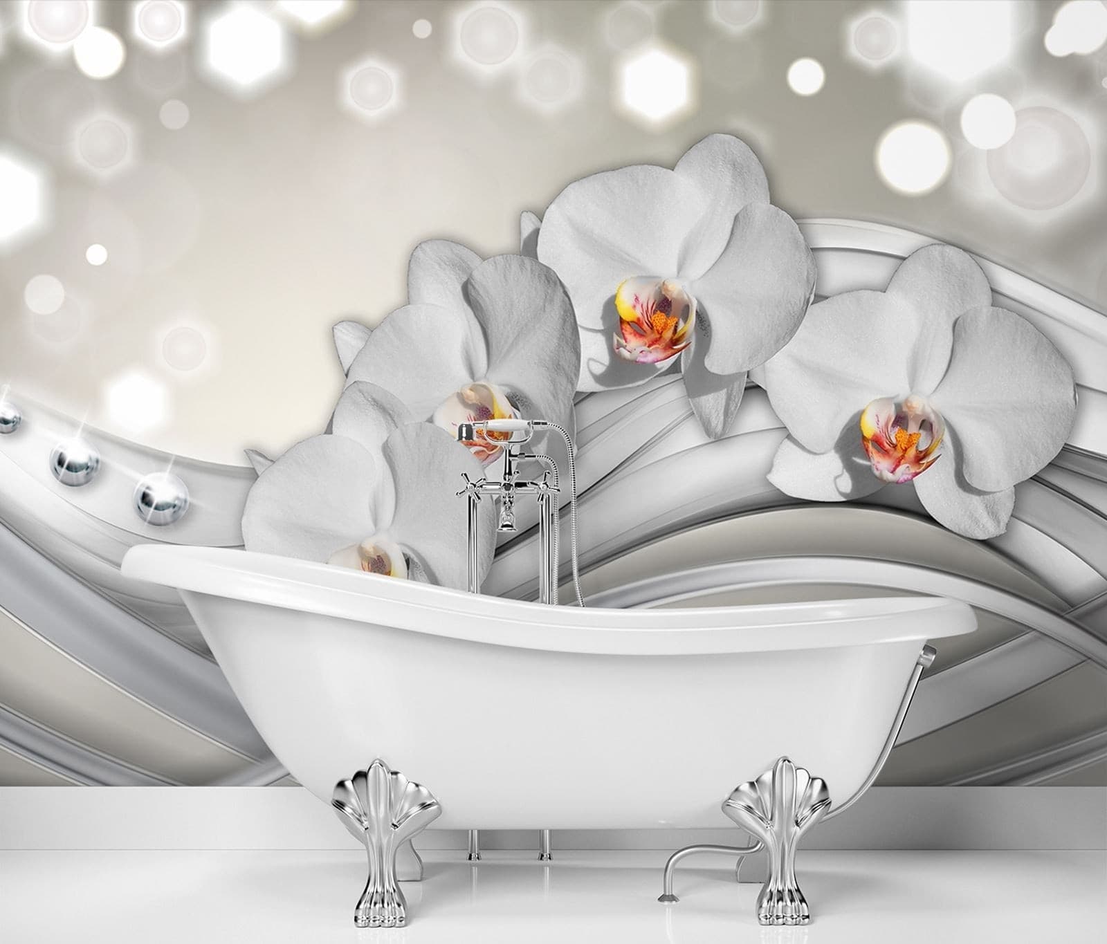 Carta Da Parati, Orchidee e onde in Carta da parati Collezione Casa - Trebisacce, commercioVirtuoso.it