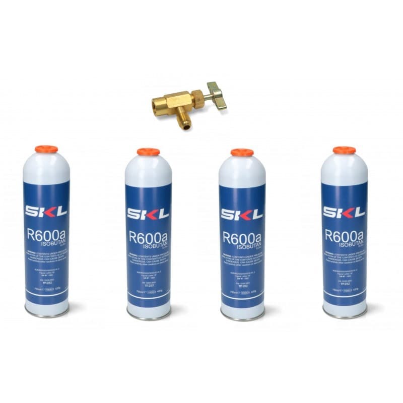 BOMBOLA GAS R600 REFRIGERANTE FRIGORIFEO E FREEZER R600 420 GR PZ 4 + RUBINETTO in prodotto EuroStore07 - Alatri, commercioVirtuoso.it
