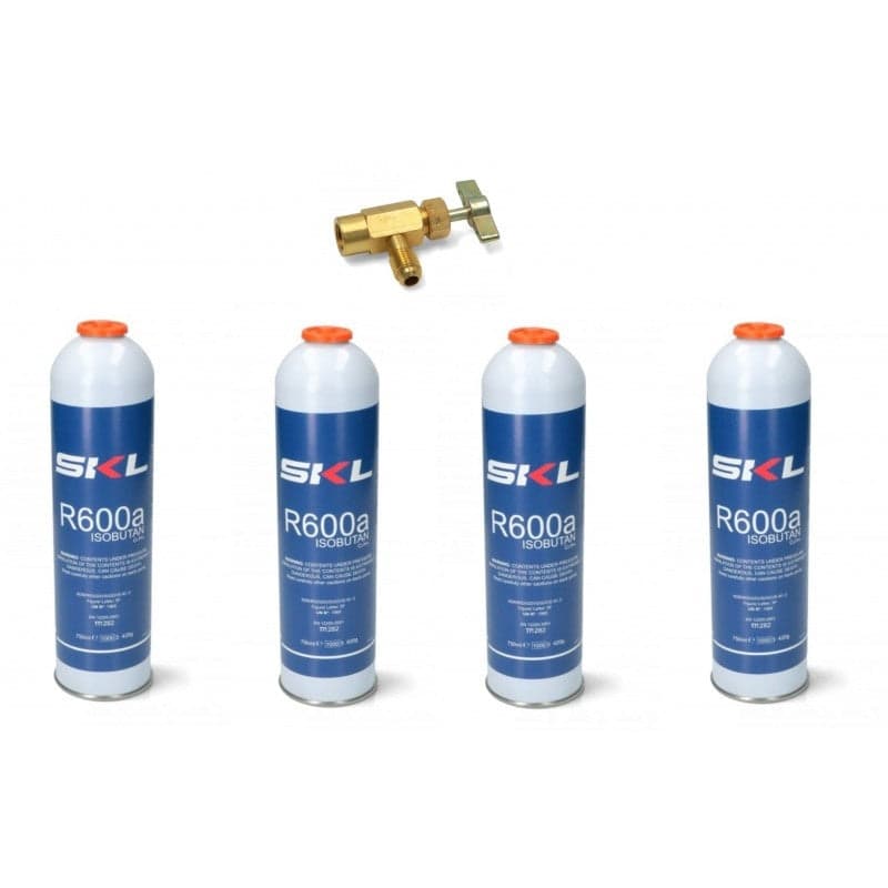 BOMBOLA GAS R600 REFRIGERANTE FRIGORIFEO E FREEZER R600 420 GR PZ 4 + RUBINETTO in prodotto EuroStore07 - Alatri, commercioVirtuoso.it