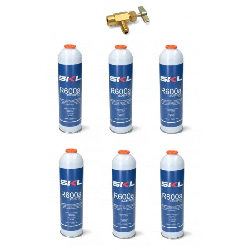 BOMBOLA GAS R600 REFRIGERANTE FRIGORIFERO E FREEZER R600 420 GR PZ 6 + RUBINETTO in prodotto EuroStore07 - Alatri, commercioVirtuoso.it