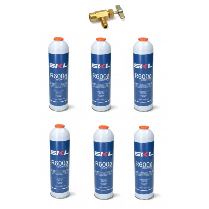 BOMBOLA GAS R600 REFRIGERANTE FRIGORIFERO E FREEZER R600 420 GR PZ 6 + RUBINETTO in prodotto EuroStore07 - Alatri, commercioVirtuoso.it