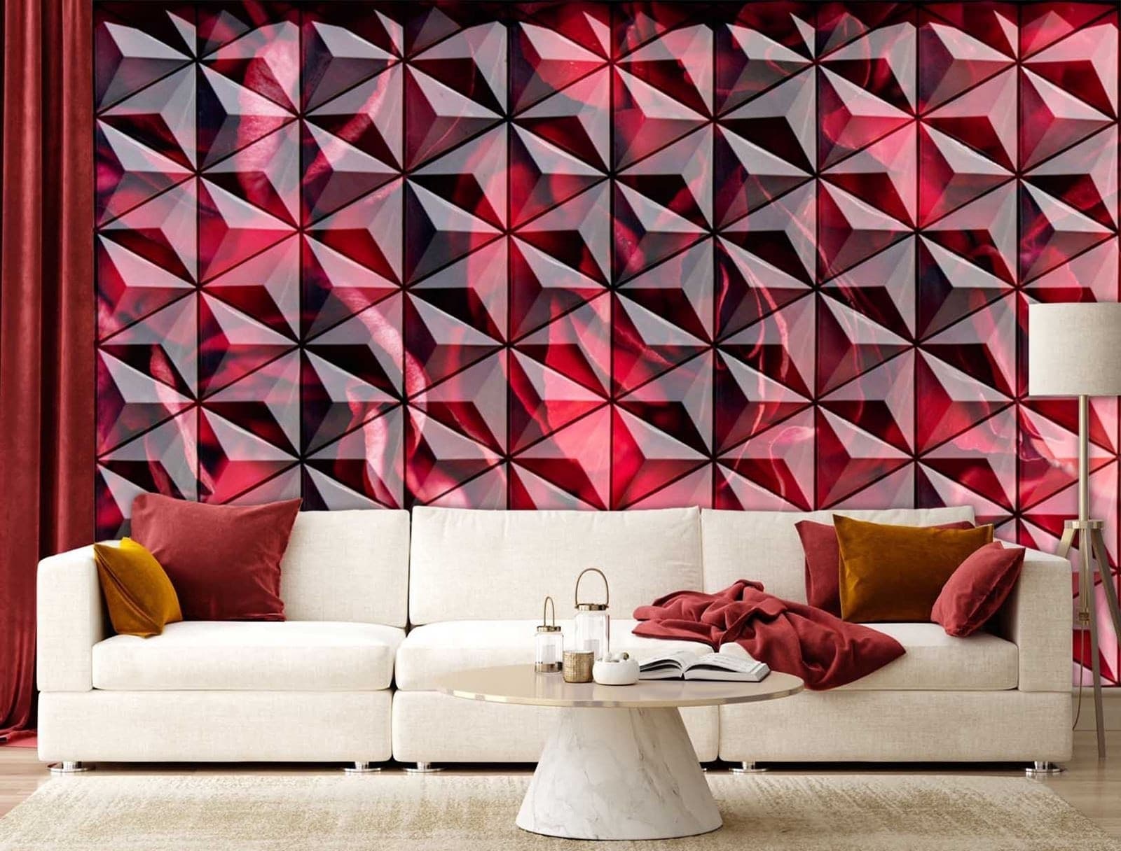 Carta Da Parati, Geometria rossa in Carta da parati Collezione Casa - Trebisacce, commercioVirtuoso.it