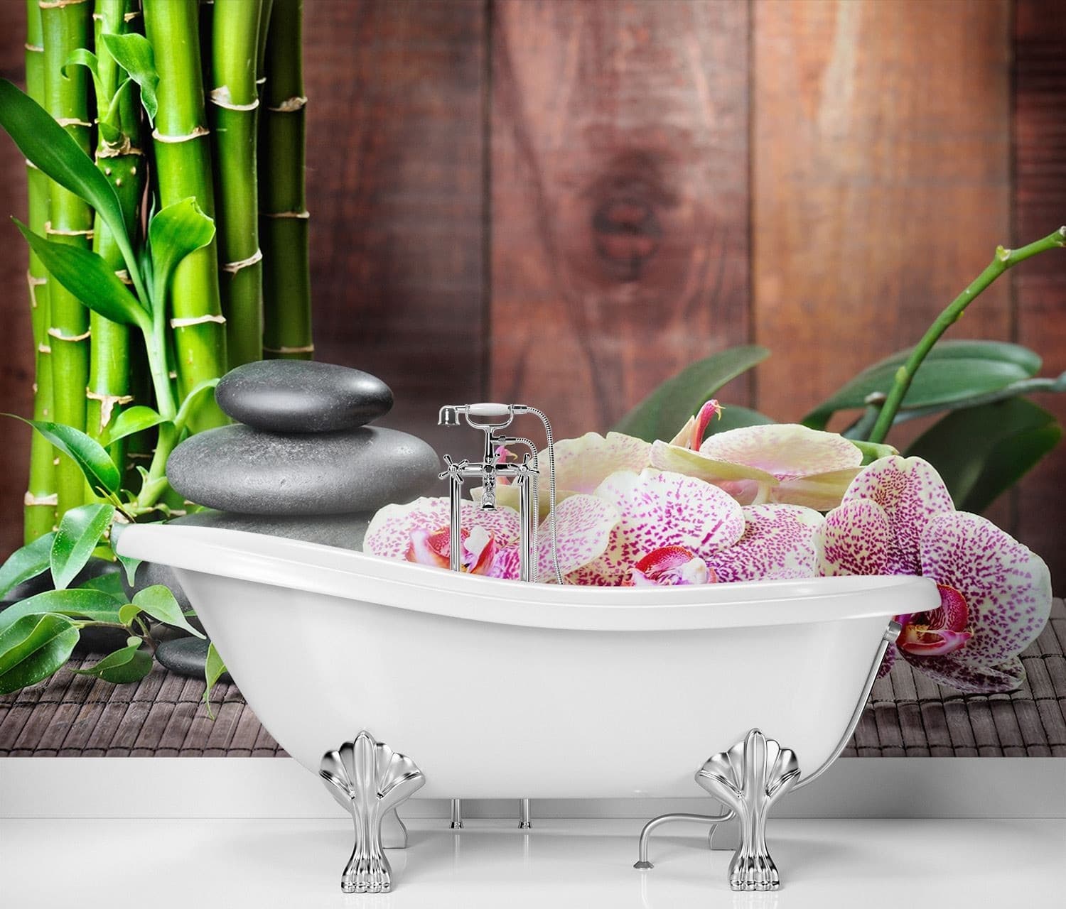 Carta Da Parati, Orchidea con bambù in Carta da parati Collezione Casa - Trebisacce, commercioVirtuoso.it