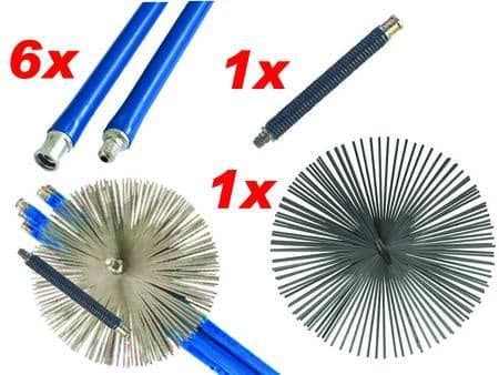 KIT SPAZZACAMINO CON SNODO E SCOVOLO cm.25 + 1 molla cm.25 6 aste cm.140 in prodotto EuroStore07 - Alatri, commercioVirtuoso.it