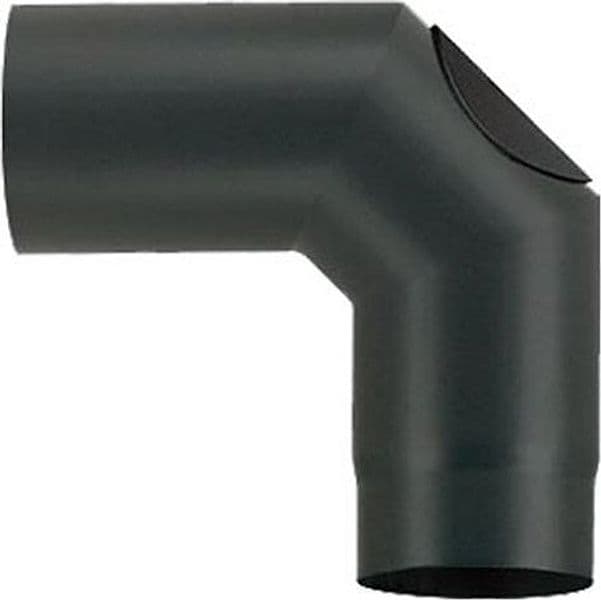 GOMITO STUFA LEGNA 90°- ø mm.130 - PORC. C/ISPEZIONE ALA NERO OPACO FER 363297 in prodotto EuroStore07 - Alatri, commercioVirtuoso.it