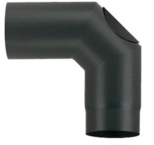 GOMITO STUFA LEGNA 90°- ø mm.130 - PORC. C/ISPEZIONE ALA NERO OPACO FER 363297 in prodotto EuroStore07 - Alatri, commercioVirtuoso.it
