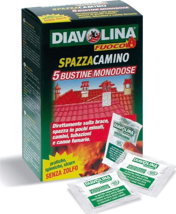 DIAVOLINA TOGLI FULIGGINE DISTRUGGI IN BUSTINA MONODOSE 5 PZ STUFA CAMINO in prodotto EuroStore07 - Alatri, commercioVirtuoso.it