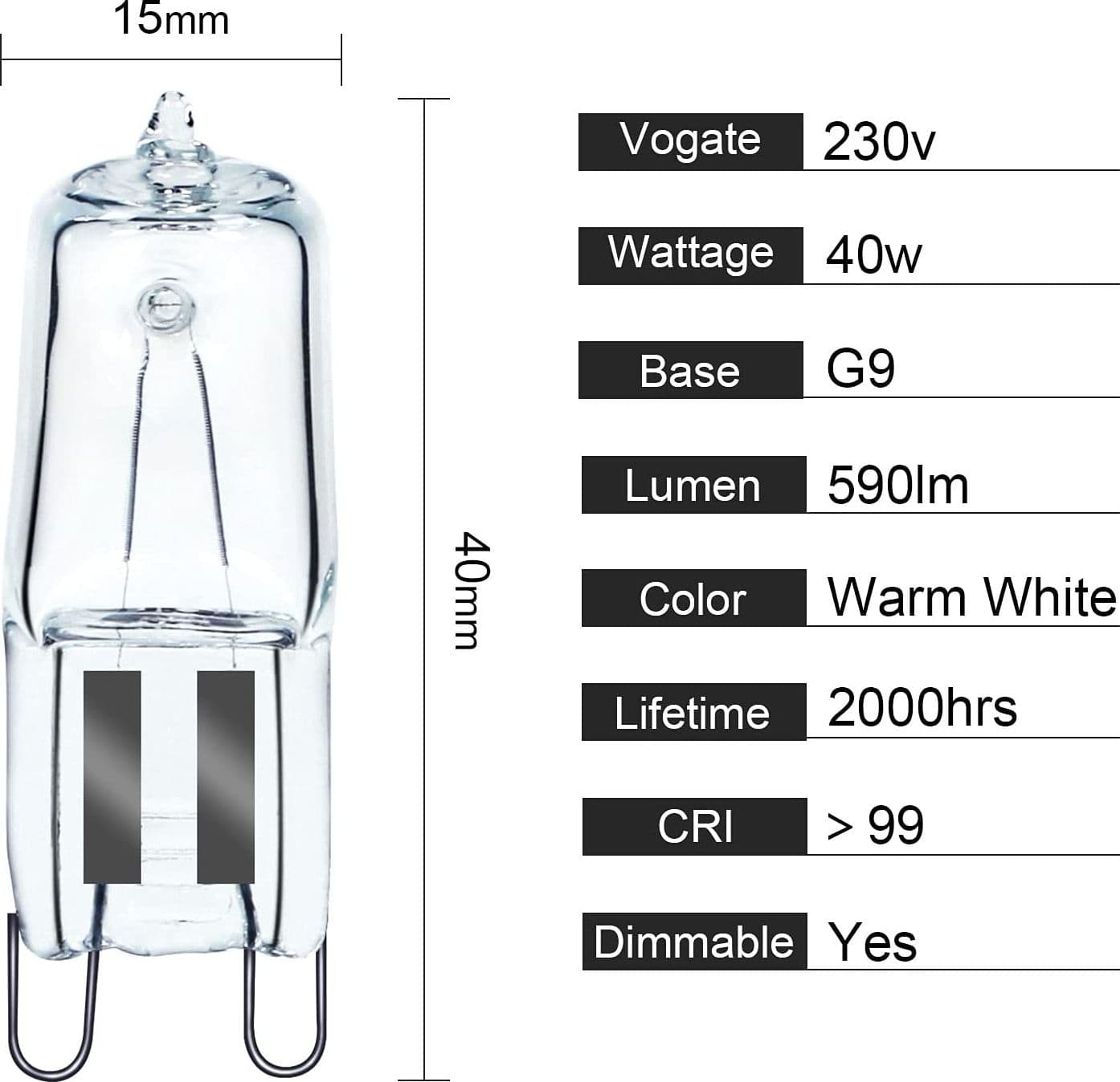 LAMPADINA FORNO G9 300°40 W 230V ALTA TEMPERATURA CUCINA -- PZ 3 -- TF 84 in prodotto EuroStore07 - Alatri, commercioVirtuoso.it