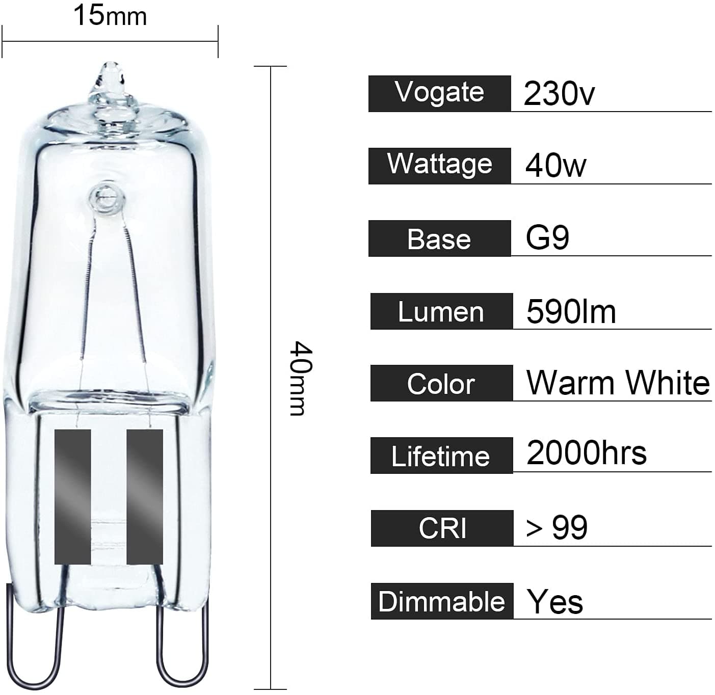 LAMPADINA FORNO G9 300°40 W 230V ALTA TEMPERATURA CUCINA -- PZ 3 -- TF 84 in prodotto EuroStore07 - Alatri, commercioVirtuoso.it