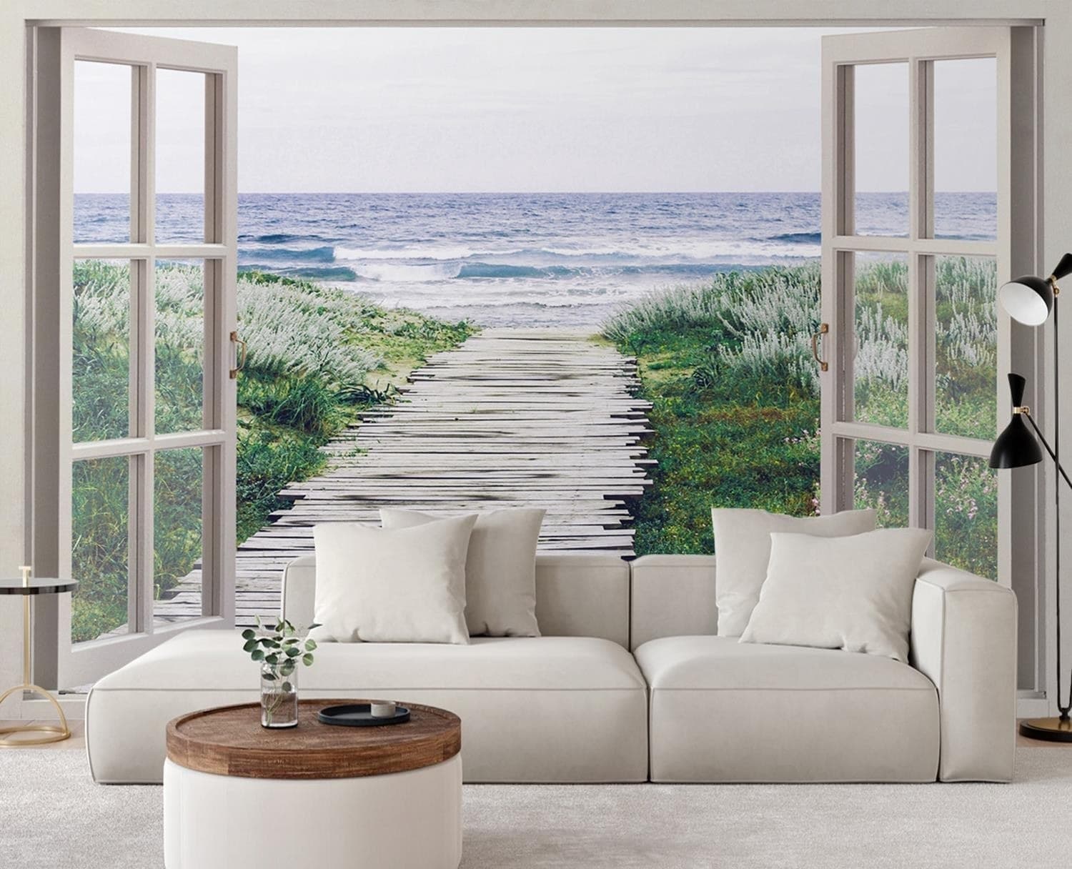 Carta Da Parati, Vista finestra ponte pedonale sulla spiaggia in Carta da parati Collezione Casa - Trebisacce, commercioVirtuoso.it