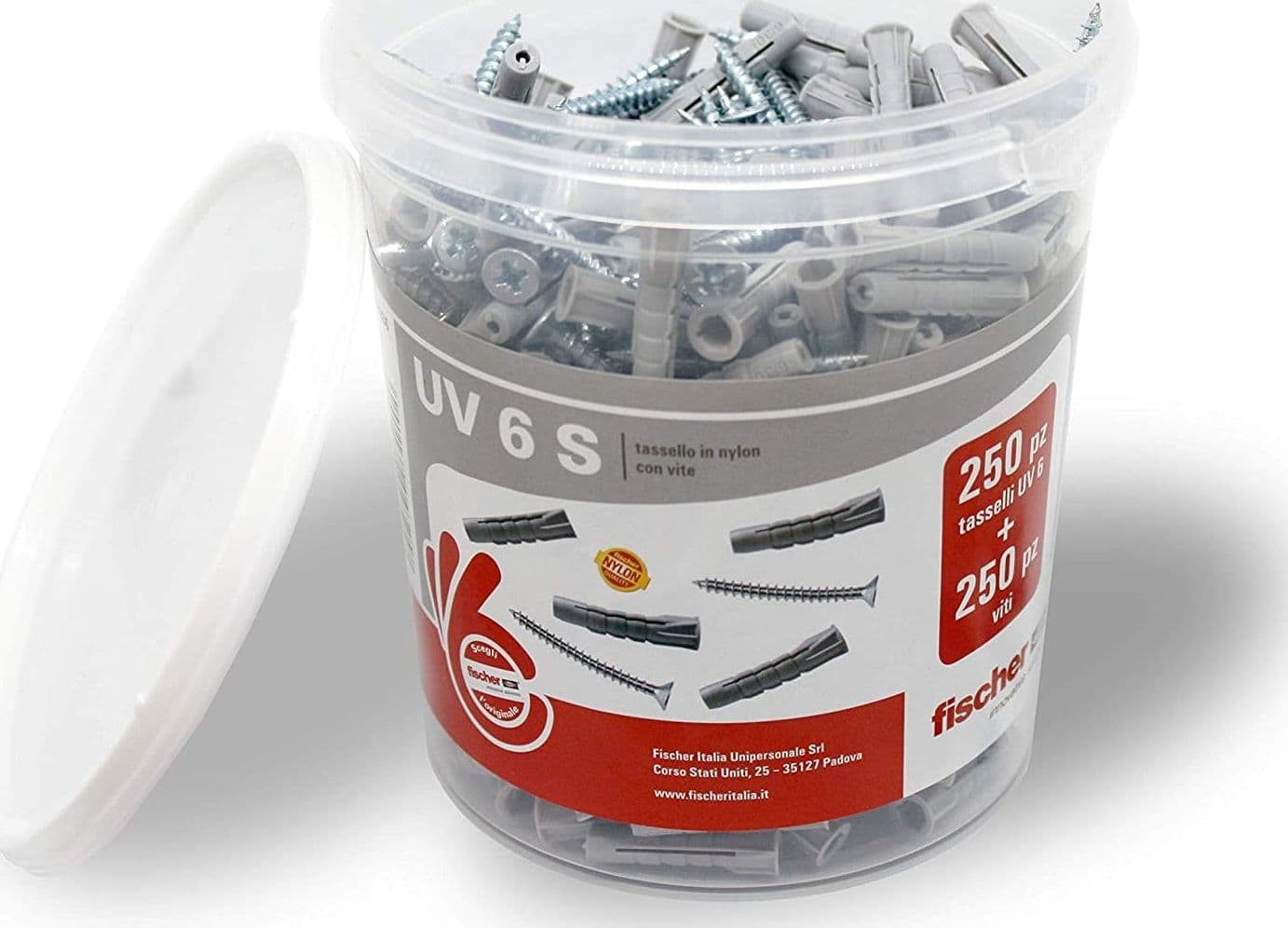 Fischer serie UV 6 S tassello nylon con vite - secchiello da 250 unità in Tasselli a espansione Aloiserw.com - Altomonte, commercioVirtuoso.it