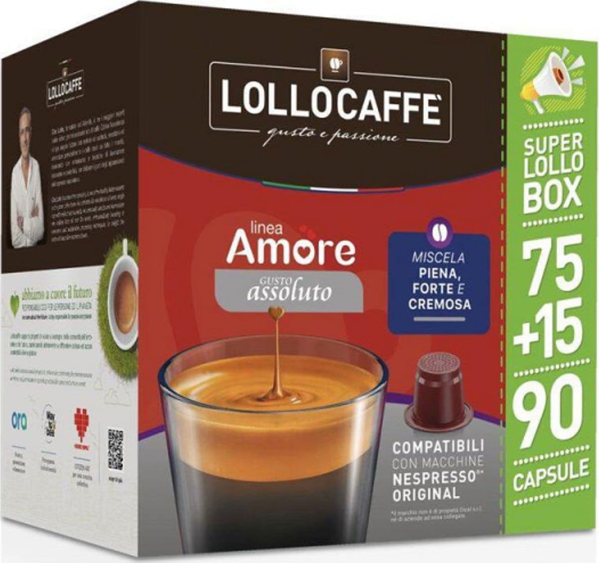 90pz (75+15) Lollo Caffè Capsule Nespresso Amore Assoluto - 2