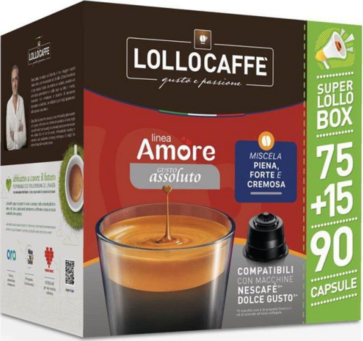 90pz (75+15) Lollo Caffe Capsule Dolce Gusto Amore Assoluto - 2