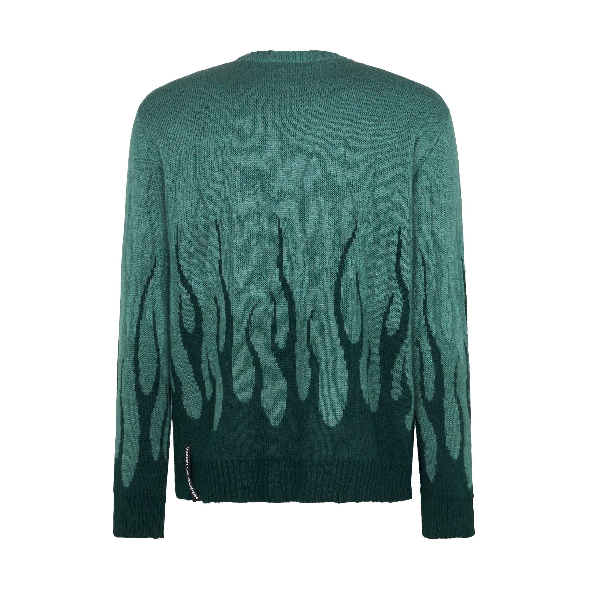 VISION OF SUPER Maglione Uomo Jacquard Flames Jumper Balsam Green da uomo in Maglioni Drestige - Casamassima, commercioVirtuoso.it