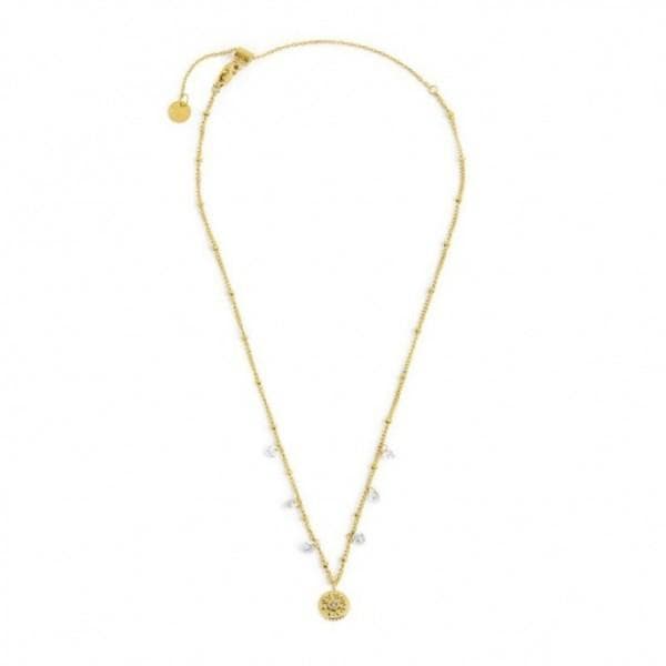 Marlù - COLLANA MEDAGLIETTA PENDENTE SOLE CON ZIRCONE CATENA CON ZIRCONI E SFERE PVD ORO in Collane Alba Gioielli - Casoria, commercioVirtuoso.it