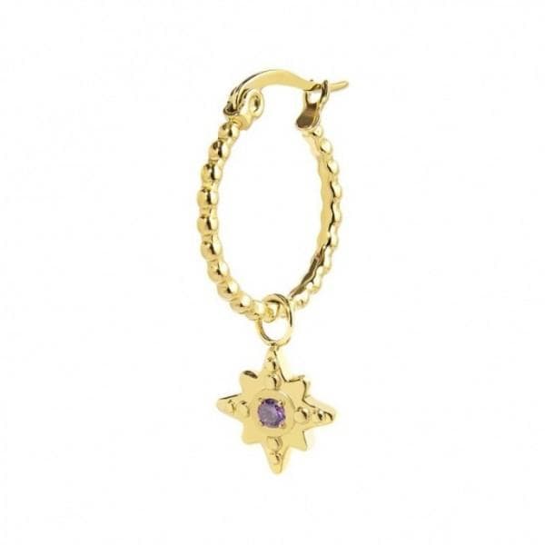 Marlù - ORECCHINO A CERCHIO ROSA DEI VENTI PENDENTE CON ZIRCONE VIOLA PVD ORO in Orecchini Alba Gioielli - Casoria, commercioVirtuoso.it