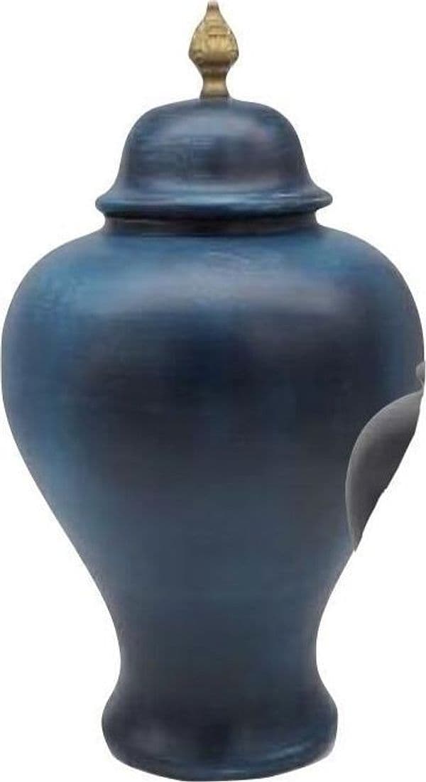 Jordan Interiors Vaso Potiche Grande Pomello Bronzo Blue Jeans