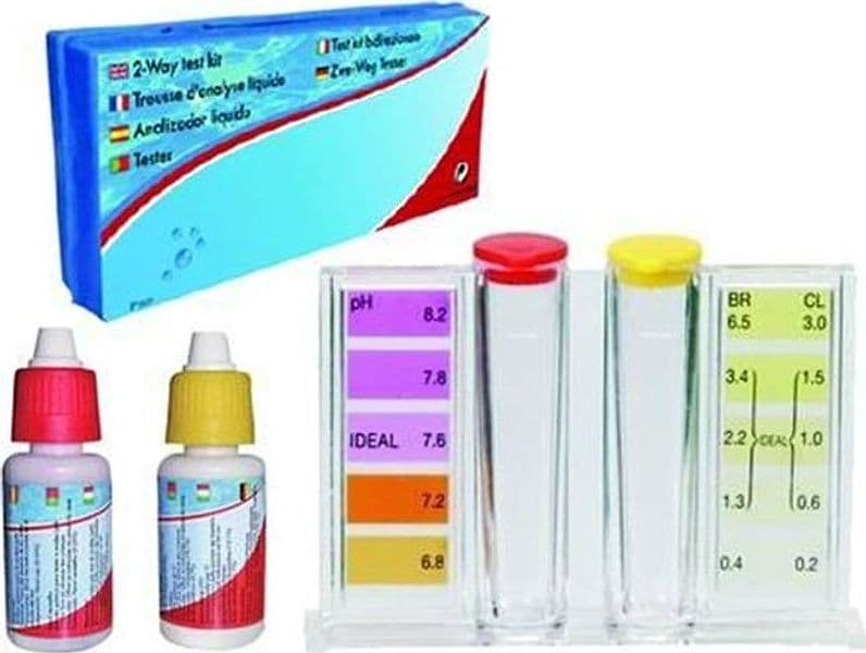 PISCINA KIT FACILE USO ANALISI PER MISURARE ACQUA CLORO PH CON 2 BOCCETTE in prodotto EuroStore07 - Alatri, commercioVirtuoso.it